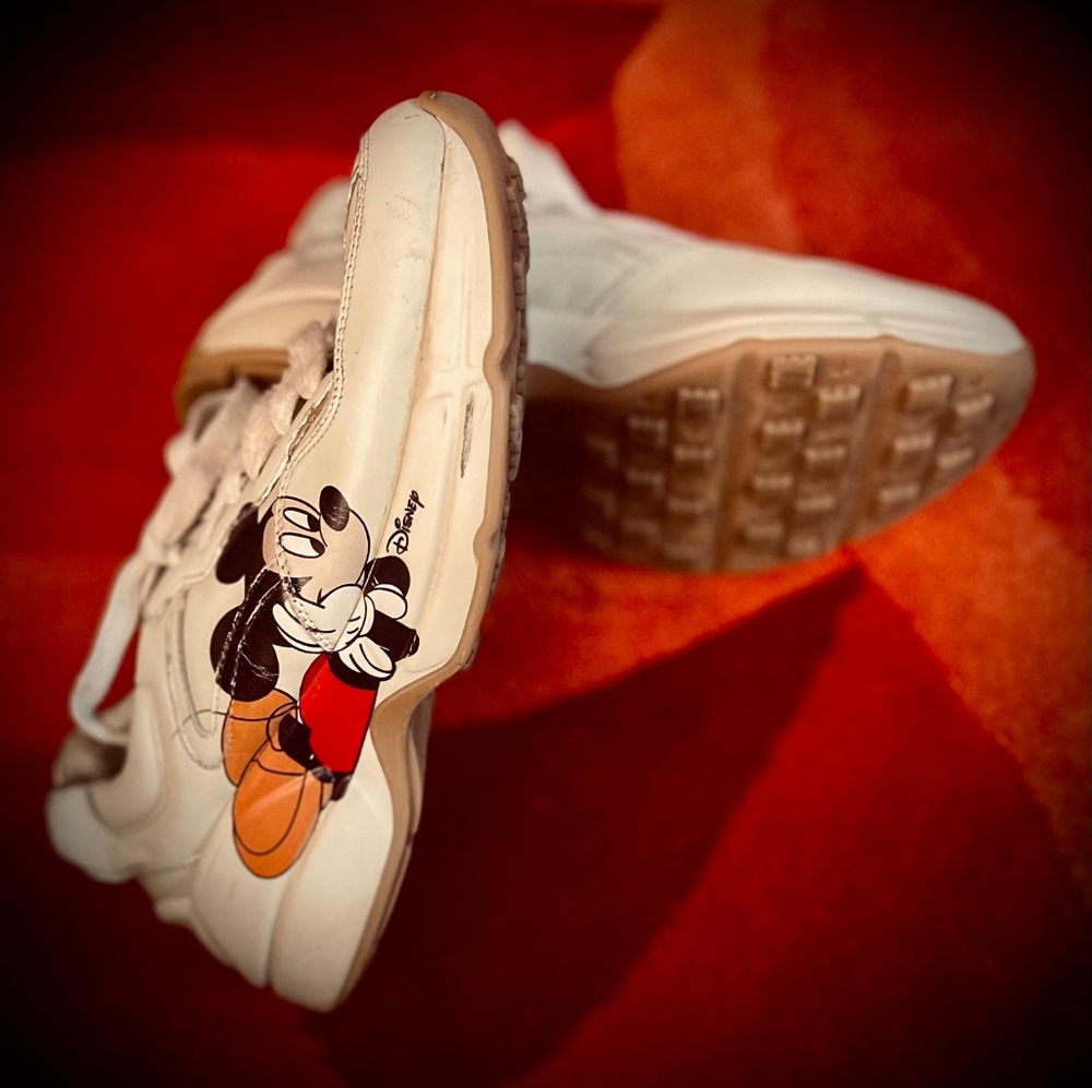 Gucci Disney Mickey Mouse Sneakers.Women’s 6.5US,(37 Europe).Offwhite. Authentic